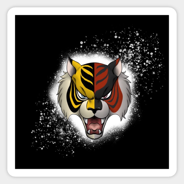 Tiger Mask Sticker by possumtees